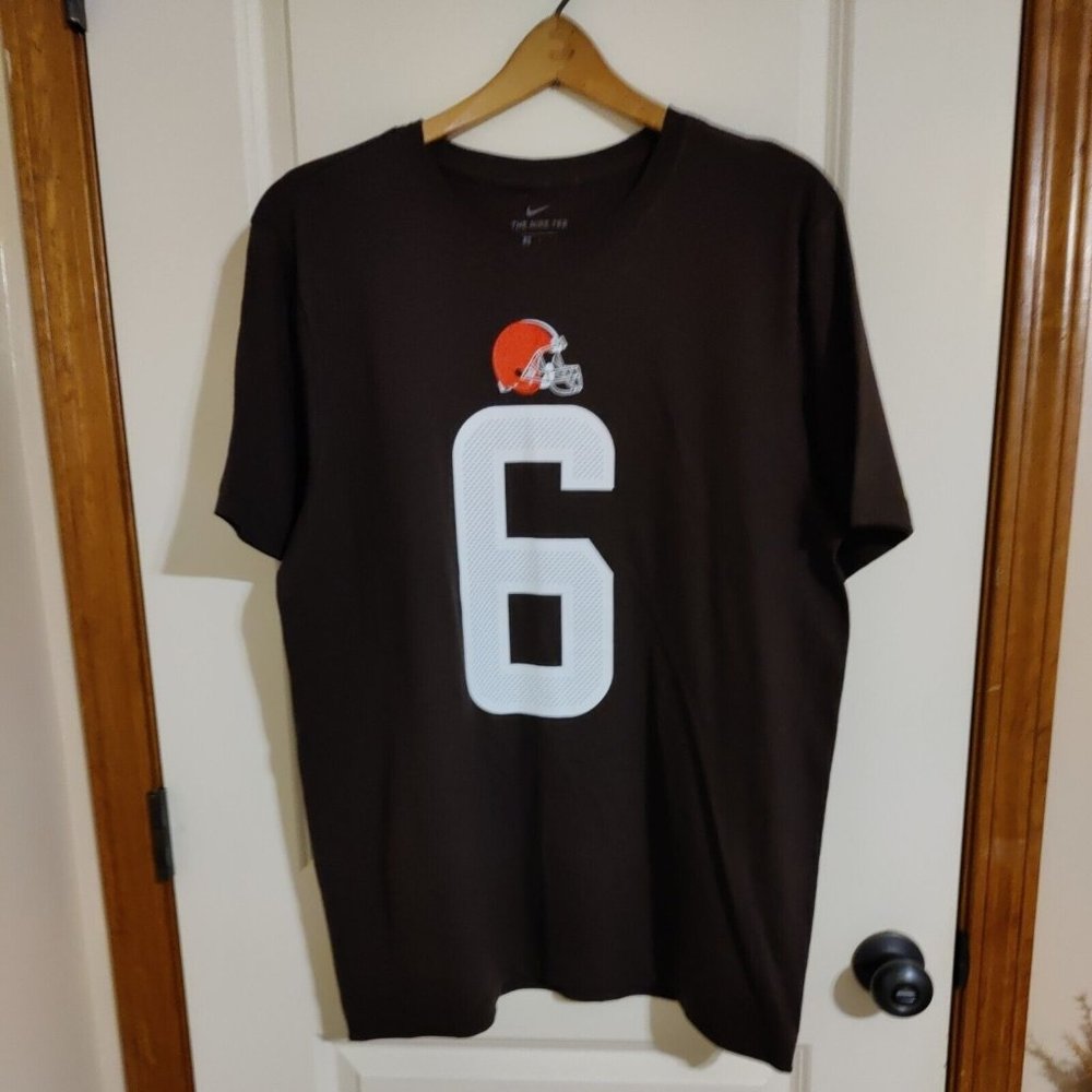Cleveland Browns Baker Mayfield #6 Nike T-Shirt Men's Size Large Brown NWT